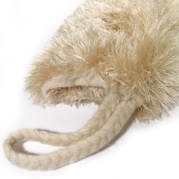 Ivory Chenille Hand Muff Hand Warmer Winter White Ivory Fluffy Furry - Picture 2 of 7